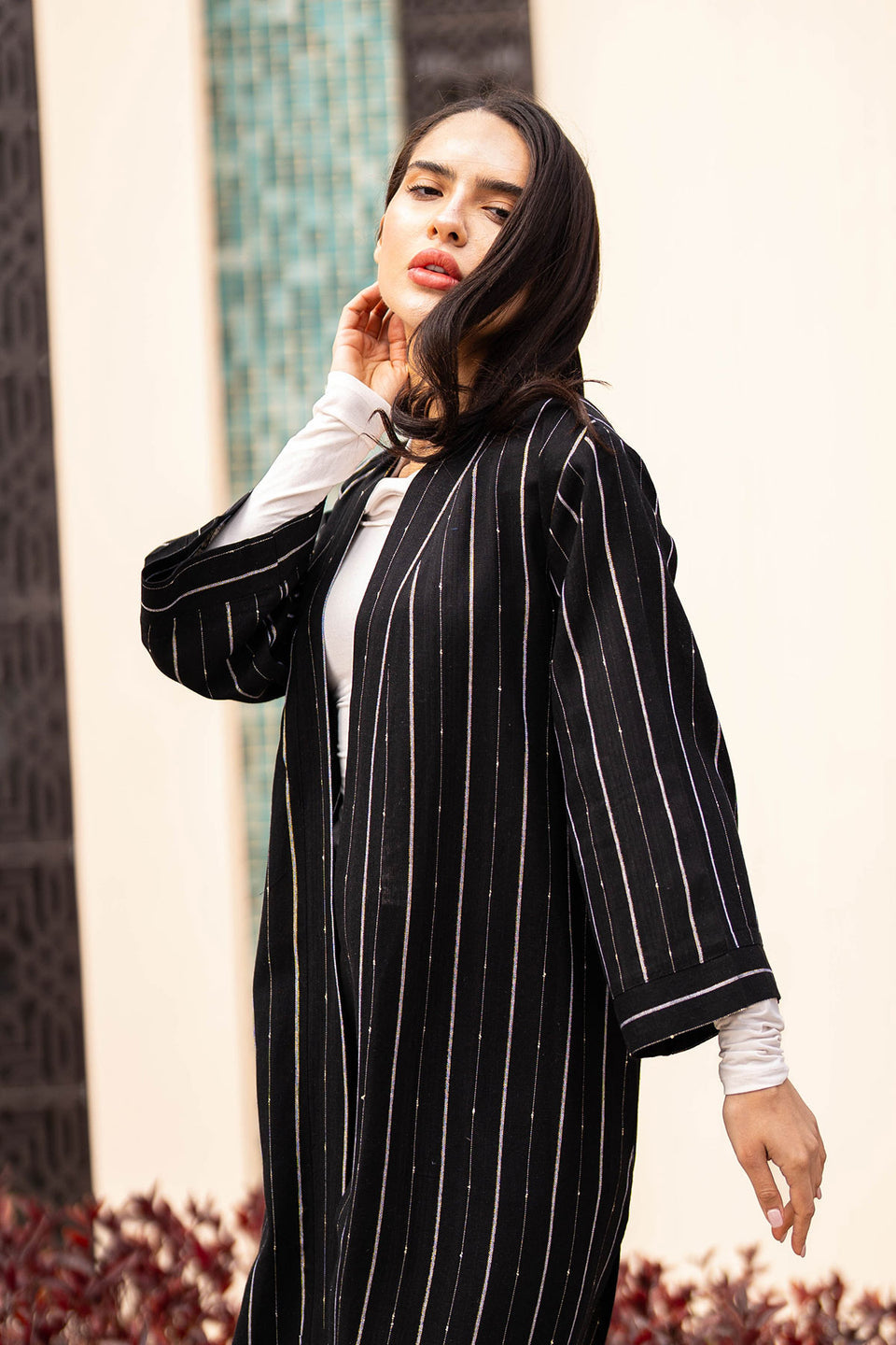 Black Striped Cardigan