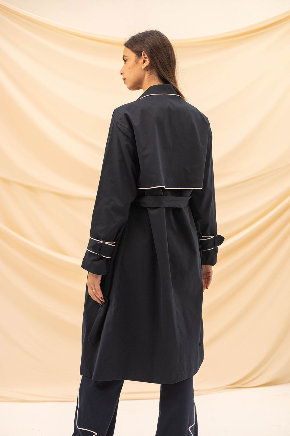 Navy Light Trench Coat