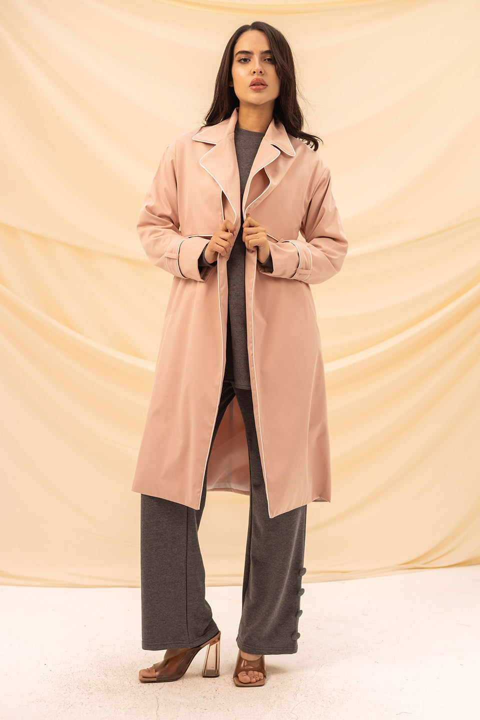 Pink Light Trench Coat