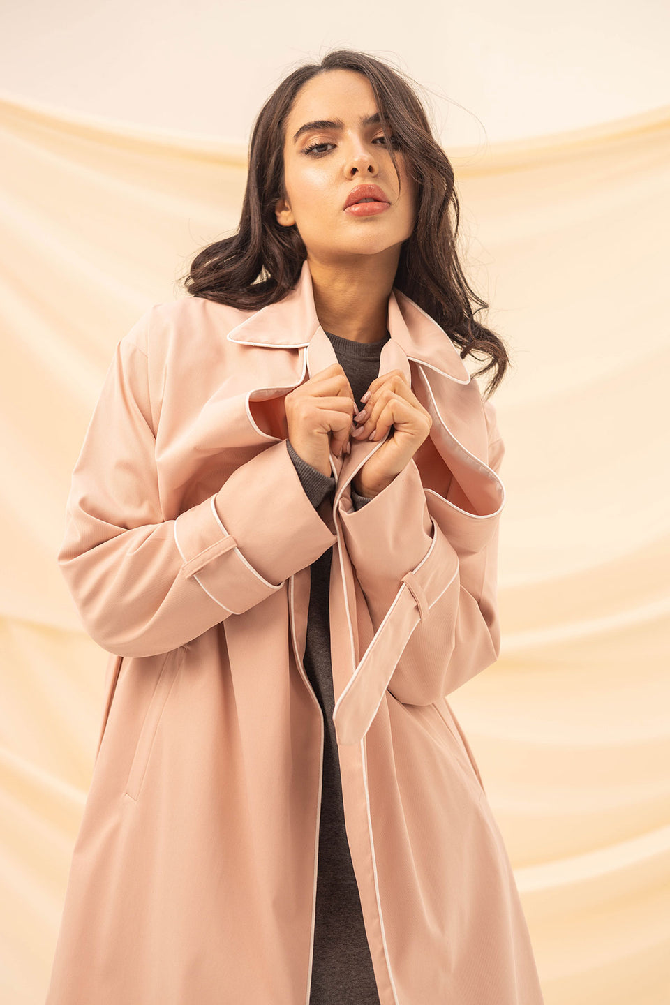 Pink Light Trench Coat