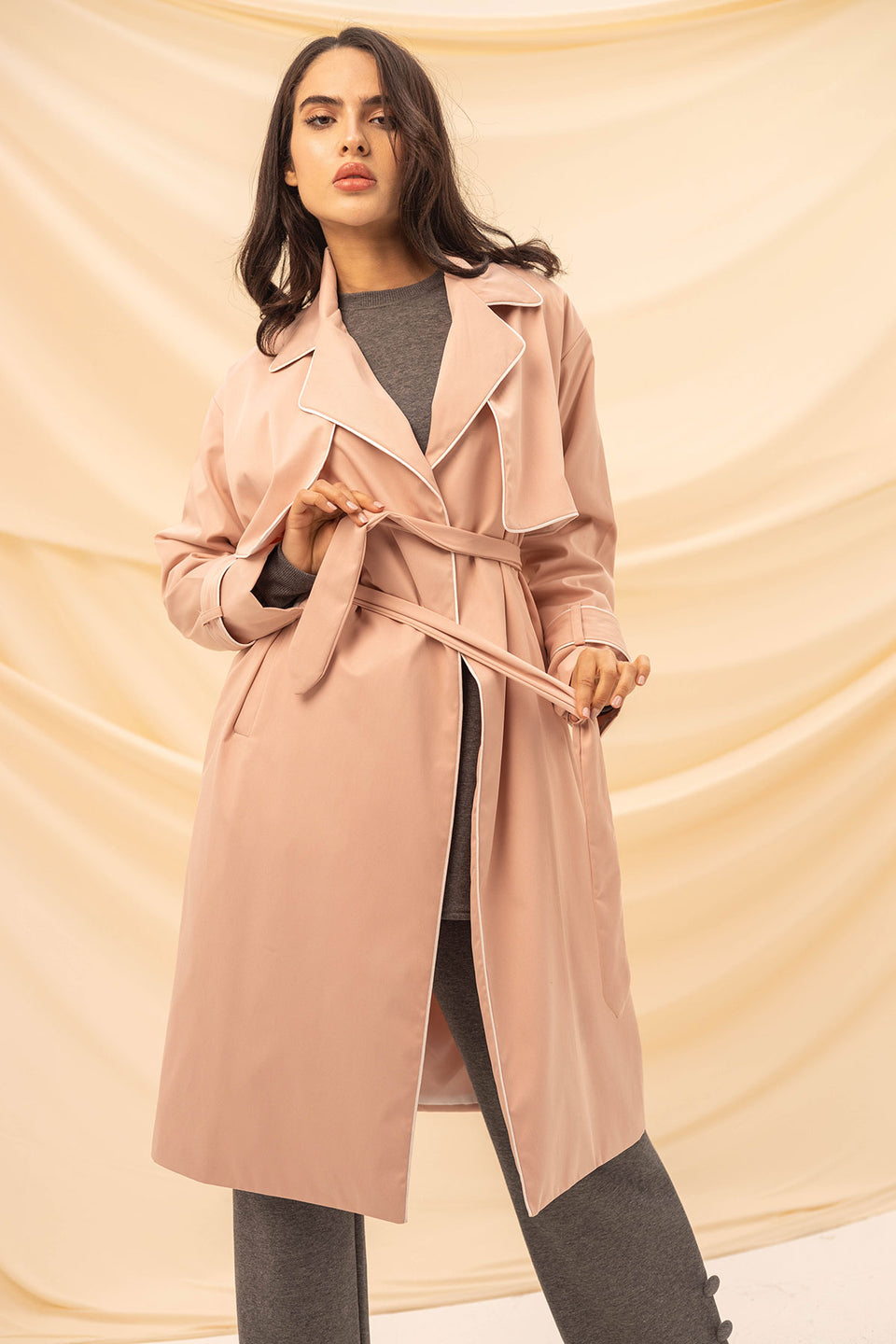 Pink Light Trench Coat