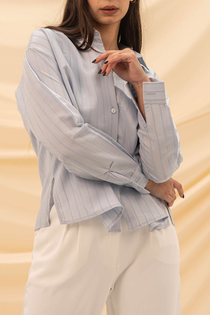 Blue Stripped Long Sleeves Shirt