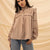 Coffe Ruffled Embroidery Blouse