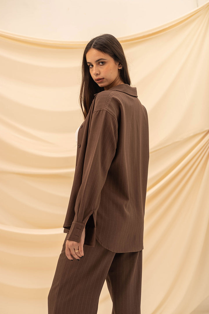 Brown Striped Comfort Formal Shirt