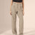 Beige Wide Leg Striped Pants
