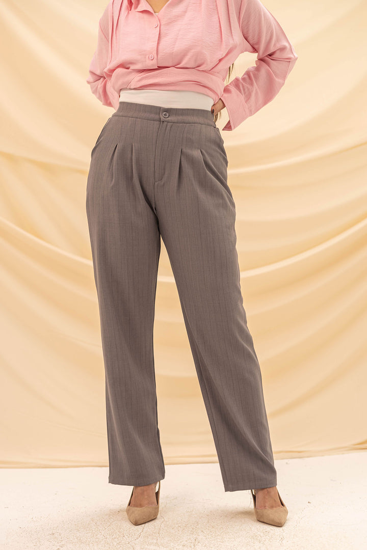 Grey Wide Leg Formal Pants