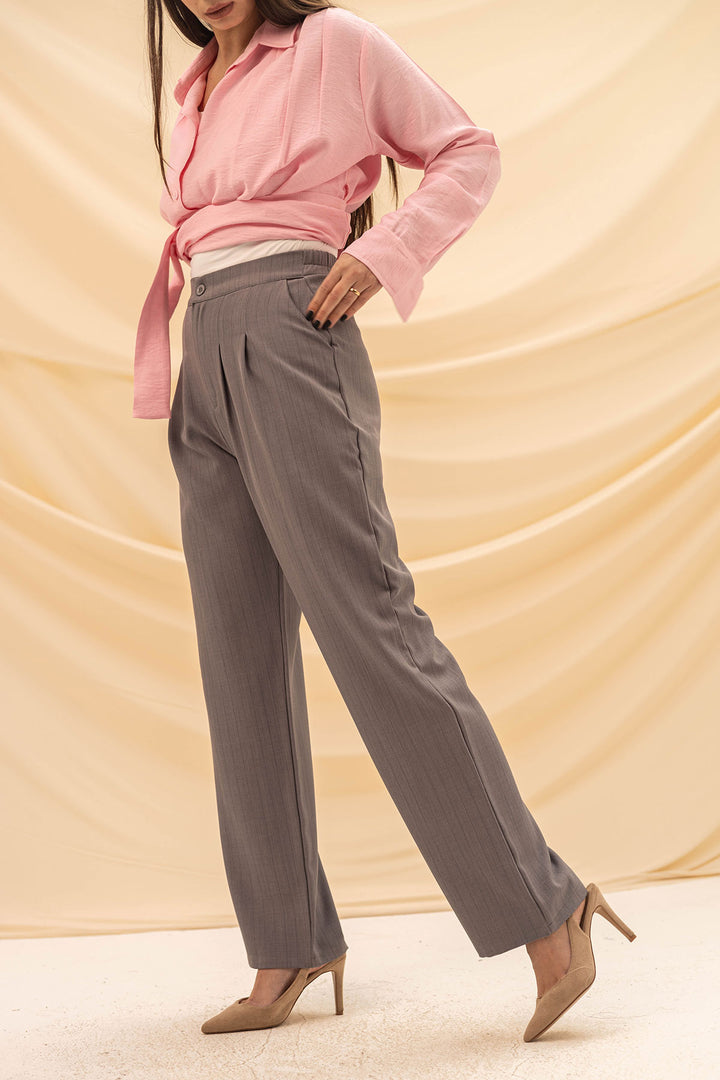 Grey Wide Leg Formal Pants