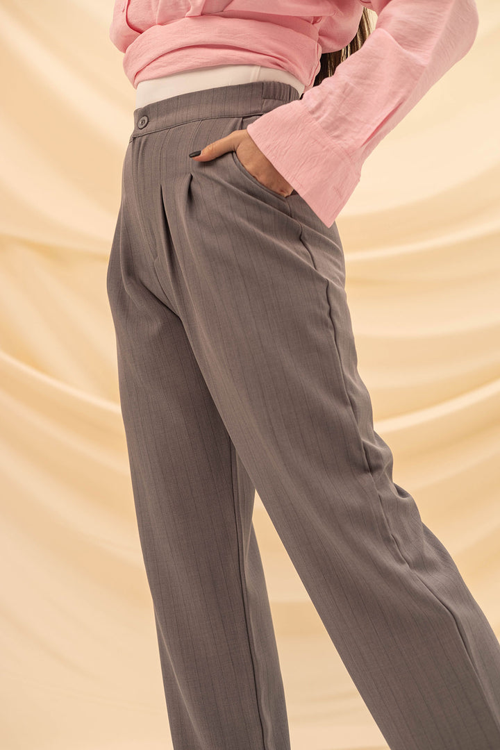 Grey Wide Leg Formal Pants