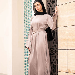 Grey Flare Sleeves Tied Dress