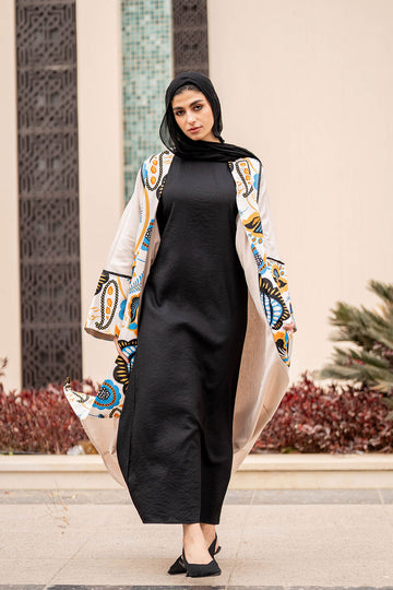 Black Printed Ramadan Abaya