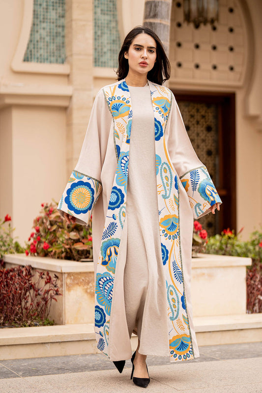 Blue Printed Ramadan Abaya