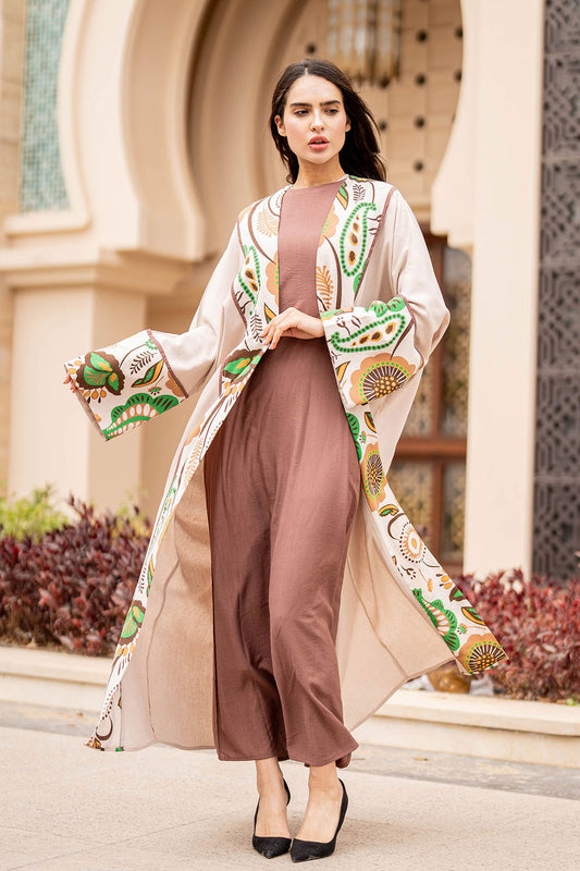 Green Printed Ramadan Abaya