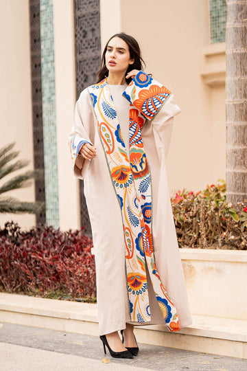 Orange Printed Ramadan Abaya