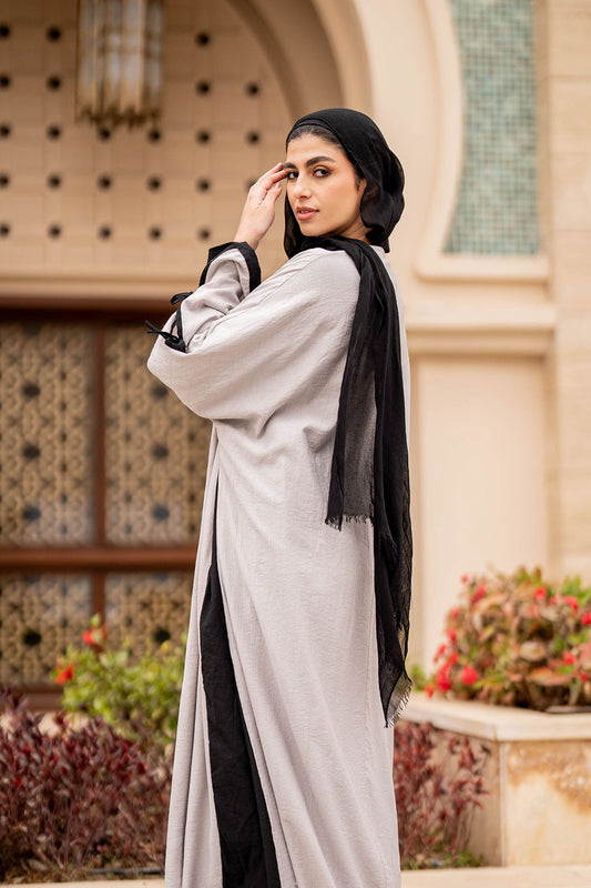 Grey Tied Sleeves Ramadan Abaya