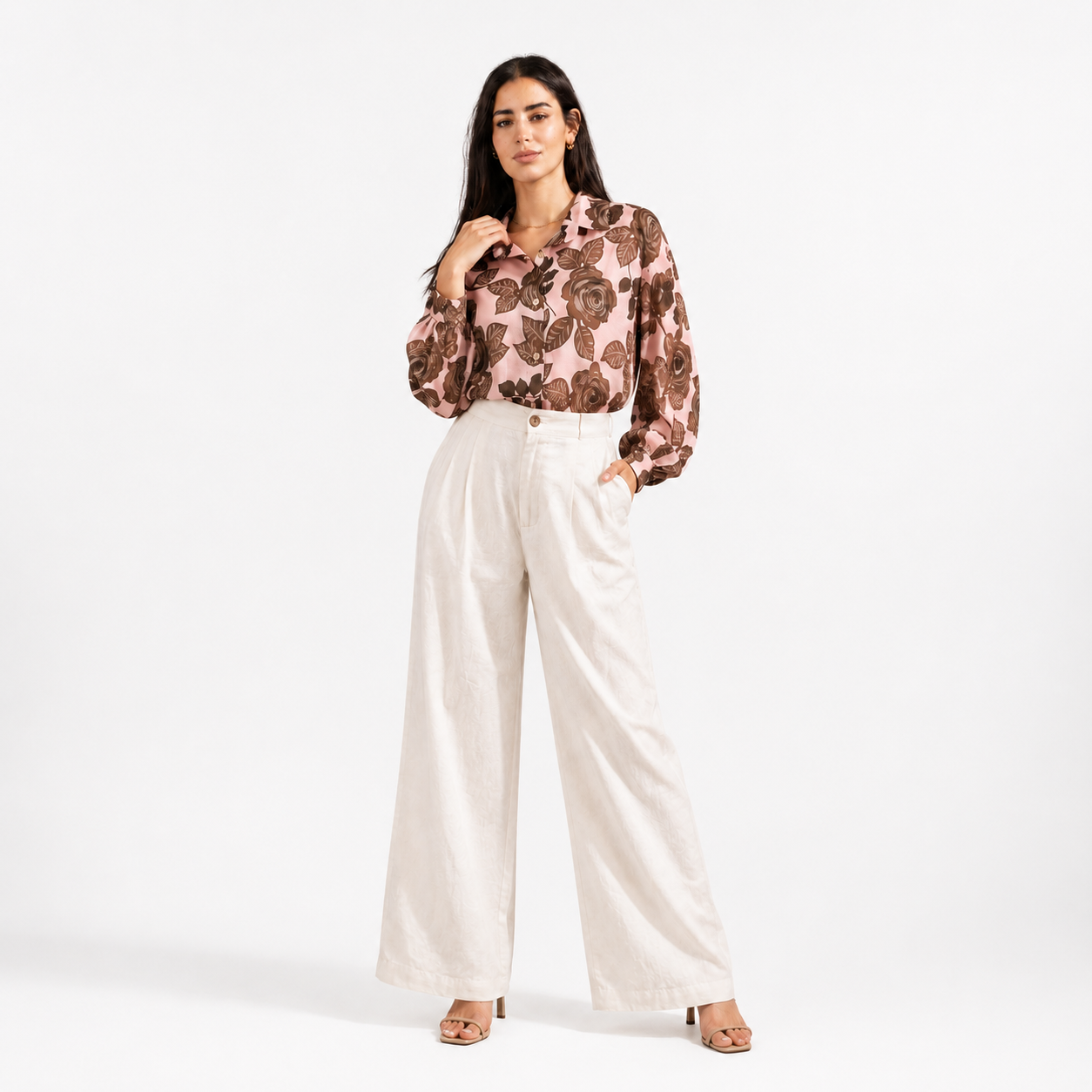 Mocha Rose Printed Shirt