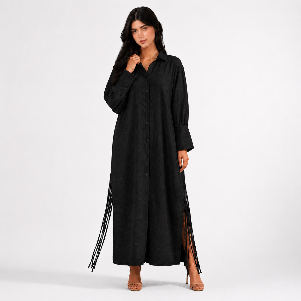 Black Side-Tie Shirt Dress