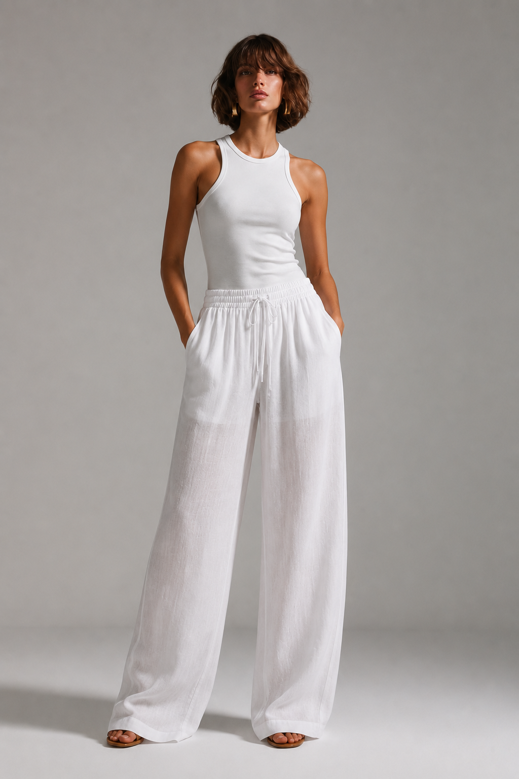 White Soft Linen Pants