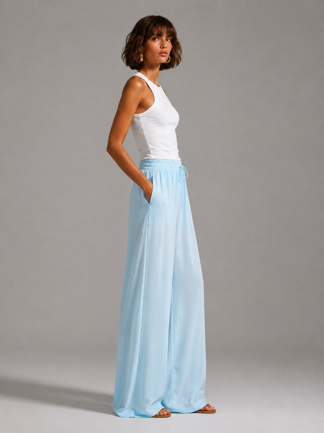 Blue Soft Linen Pants