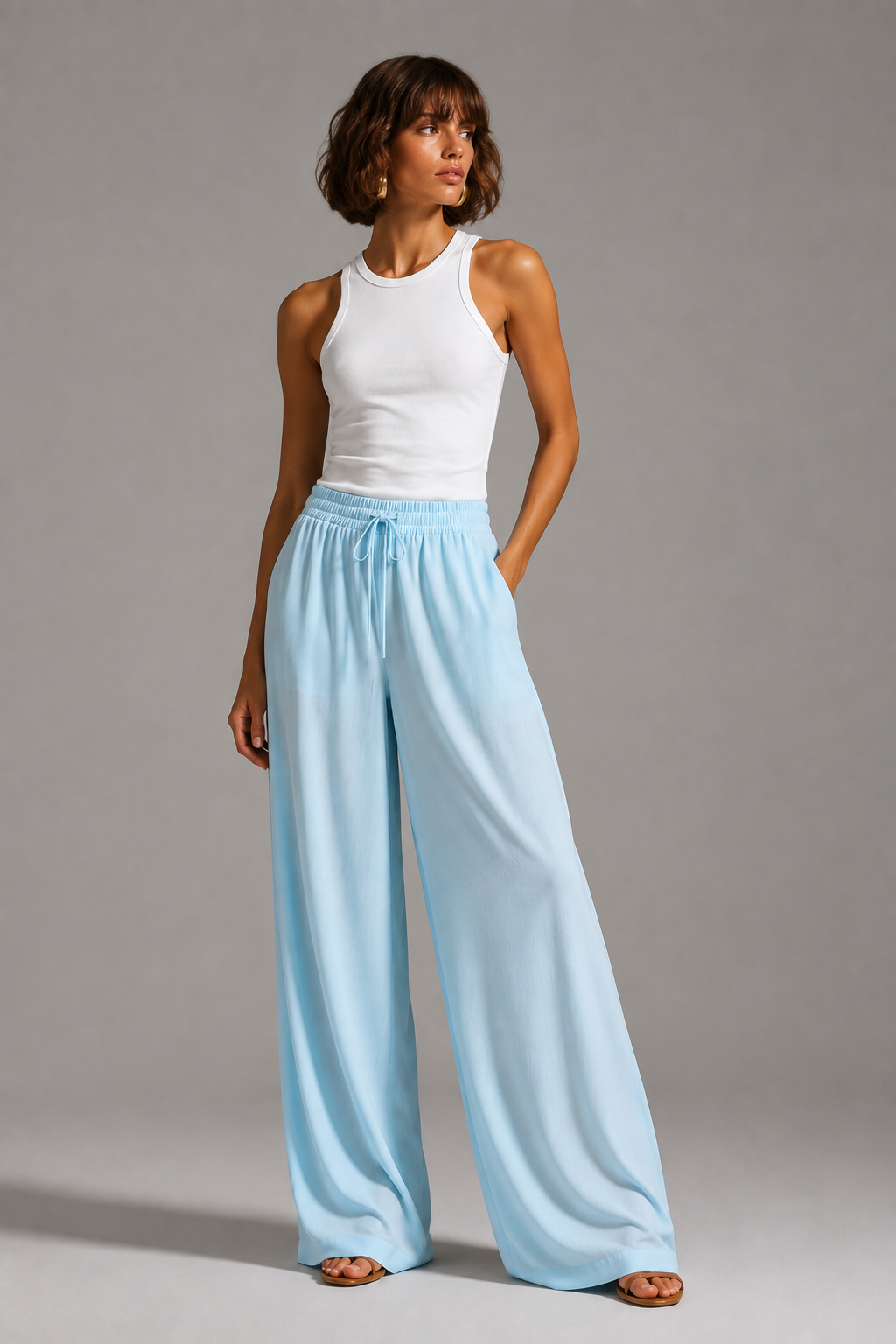 Blue Soft Linen Pants
