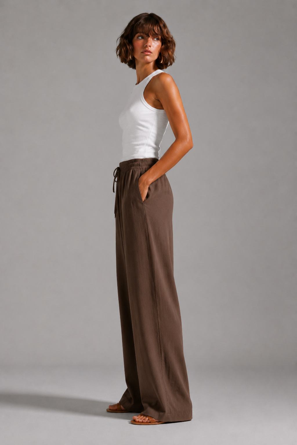 Brown Soft Linen Pants