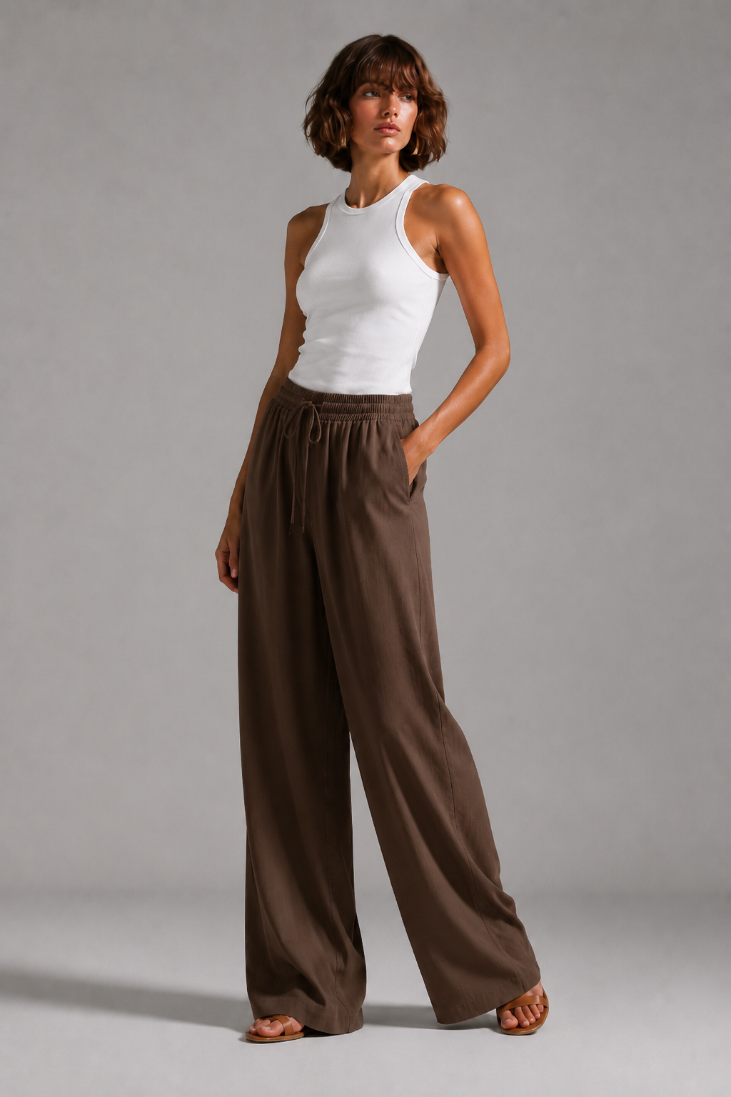 Brown Soft Linen Pants