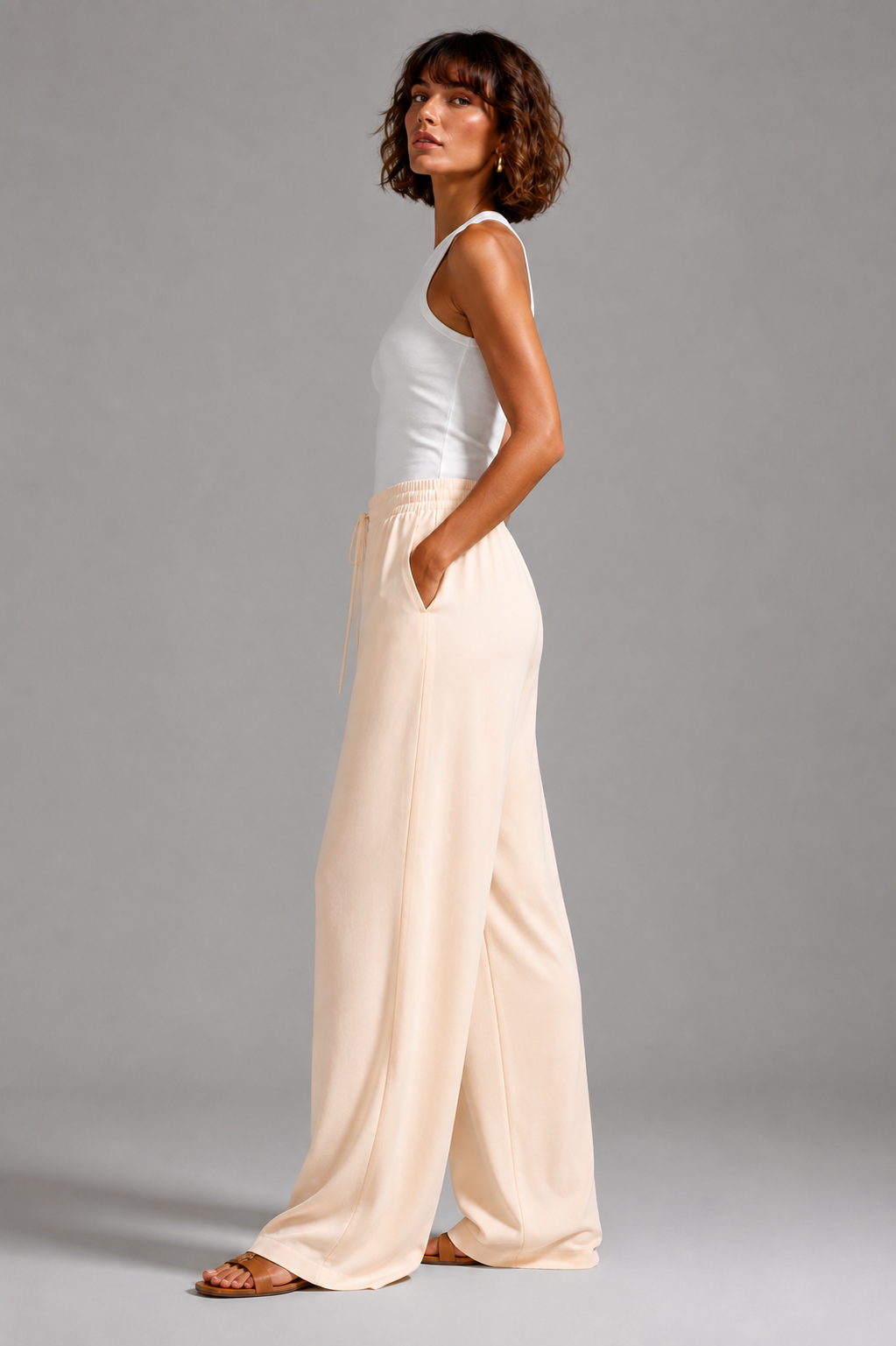 Beige Soft Linen Pants
