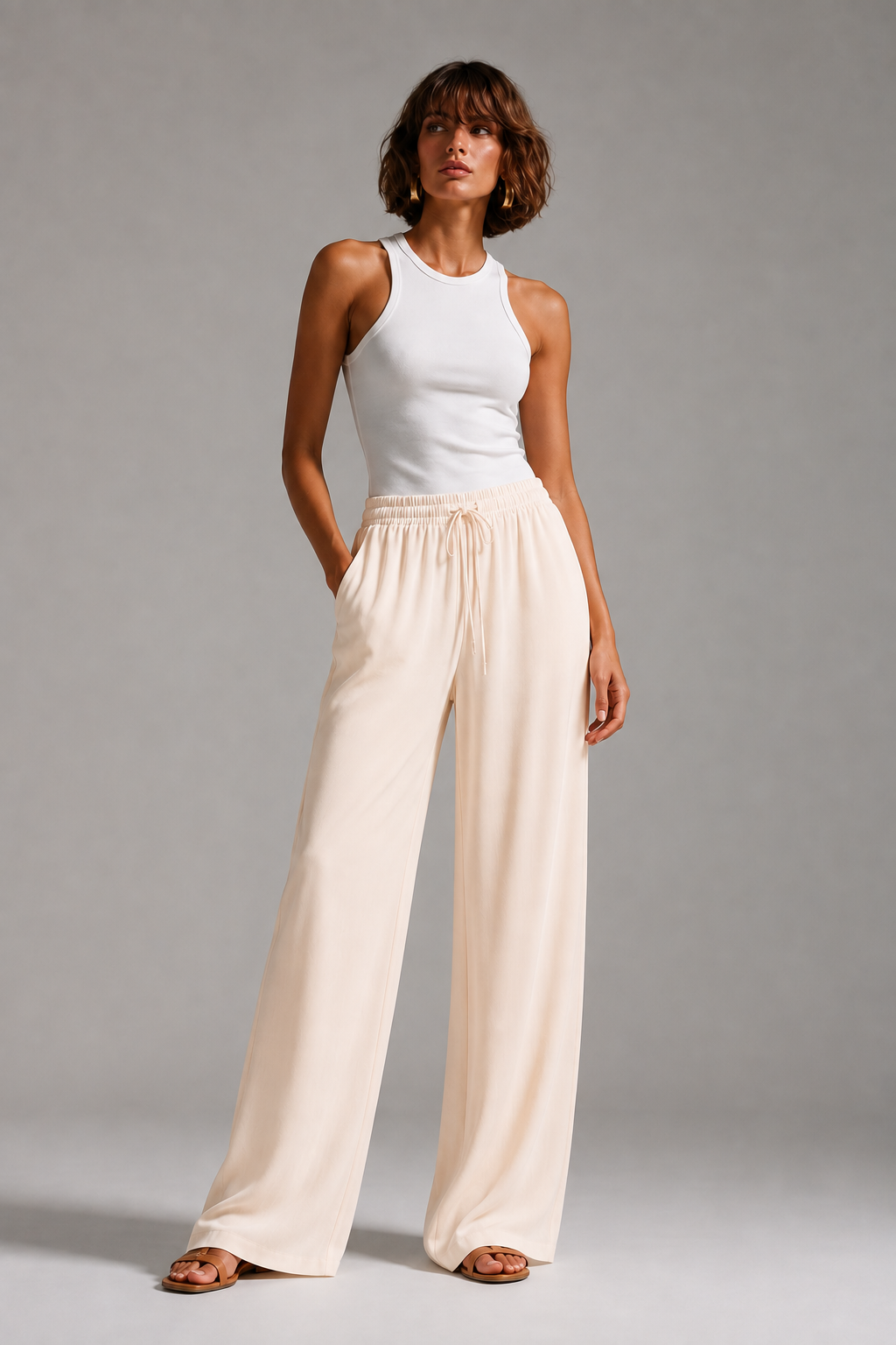 Beige Soft Linen Pants