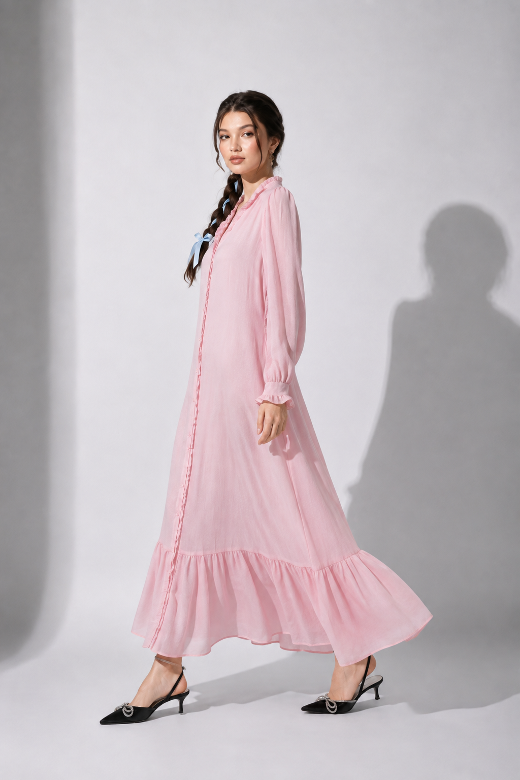 Pink Ruffle Maxi Dress