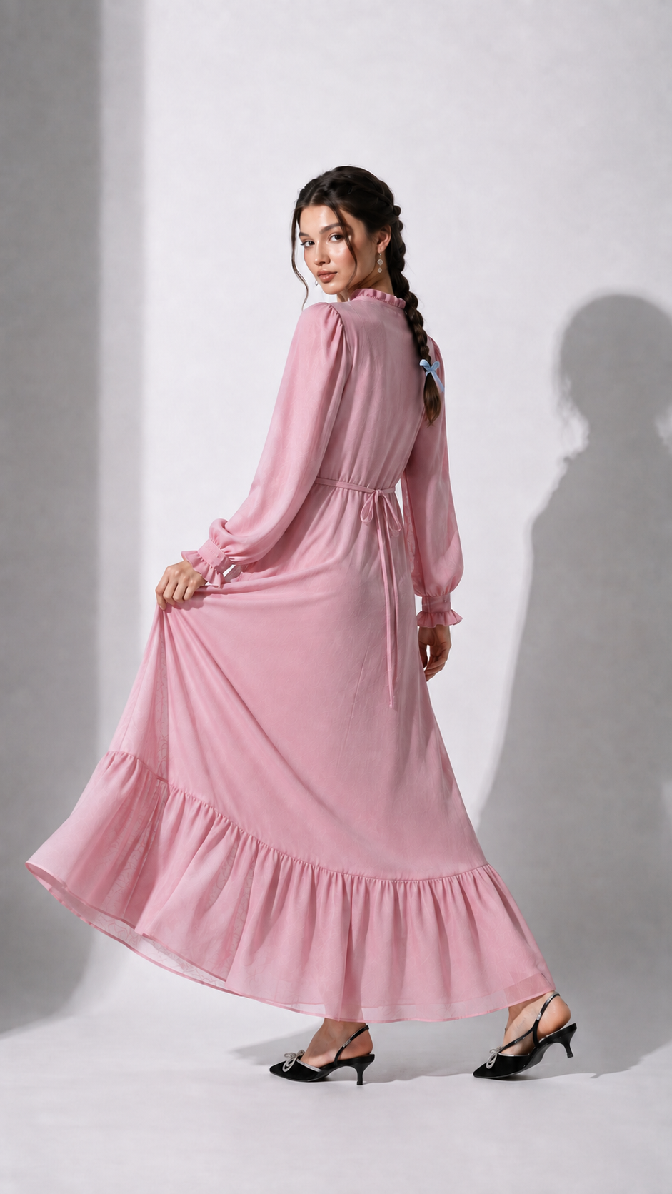 Pink Ruffle Maxi Dress