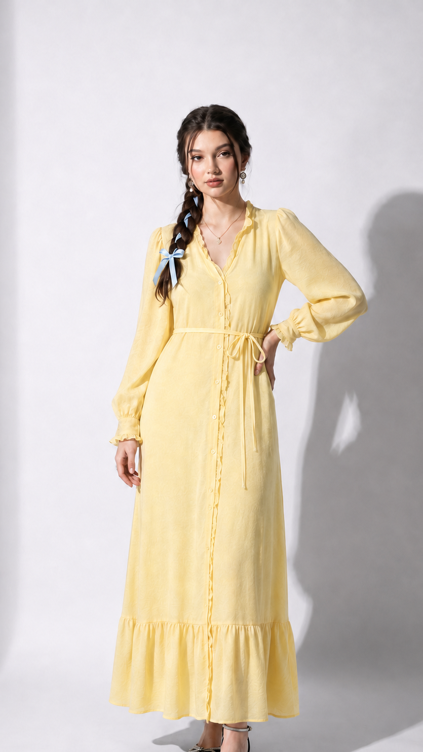 Yellow Ruffle Maxi Dress