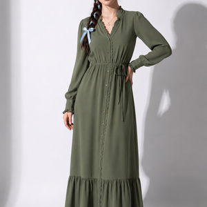 Olive Ruffle Maxi Dress