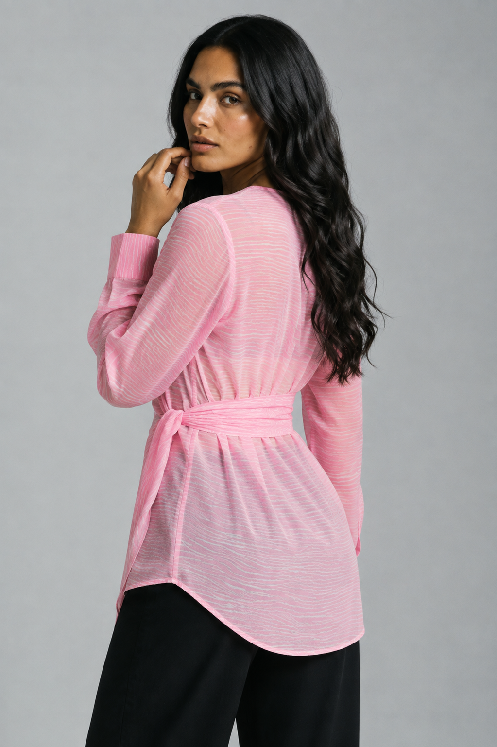Rose Striped Wrap Blouse