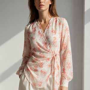 Flower Printed Wrap Blouse