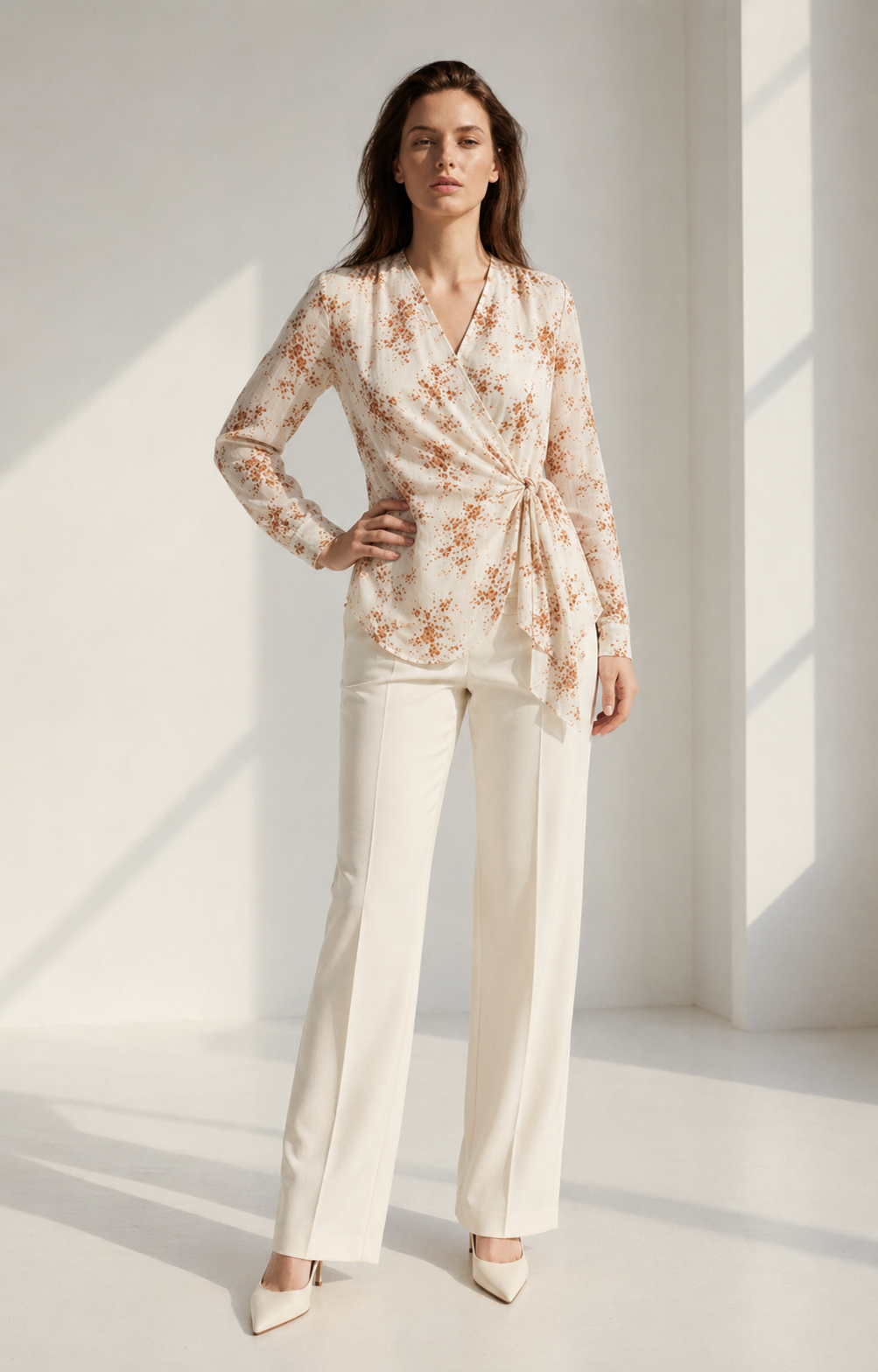 Flower Printed Wrap Blouse