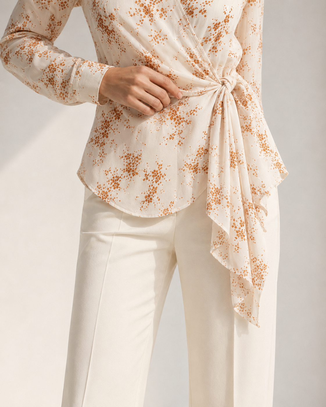 Flower Printed Wrap Blouse