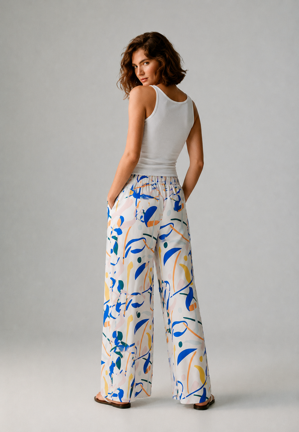 Abstract Flow Wide-Leg Pants