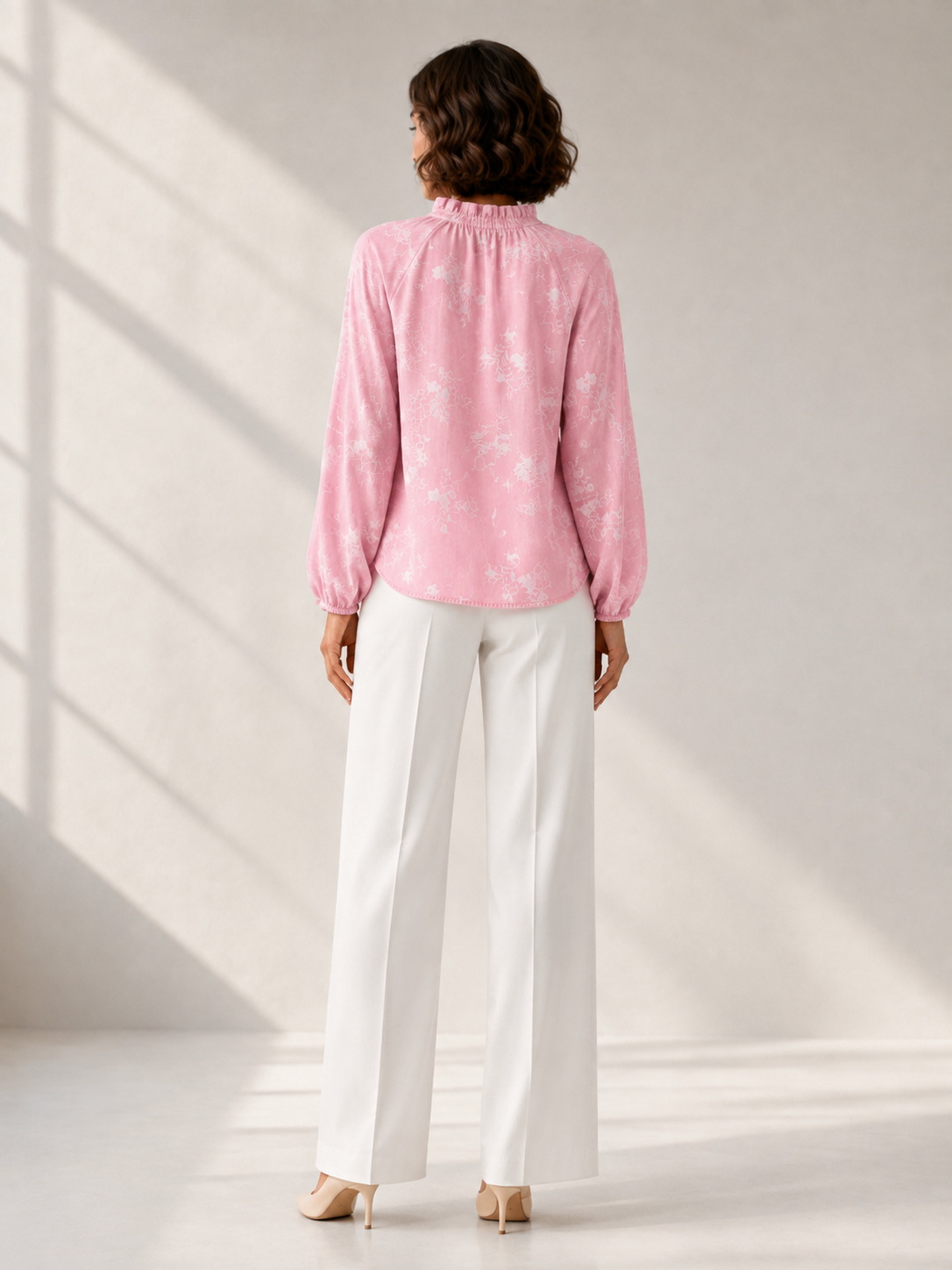 Pink Blush Floral Ruffle Blouse
