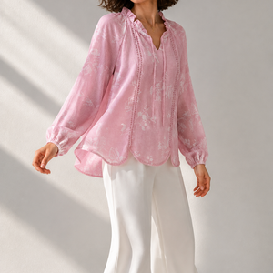 Pink Blush Floral Ruffle Blouse