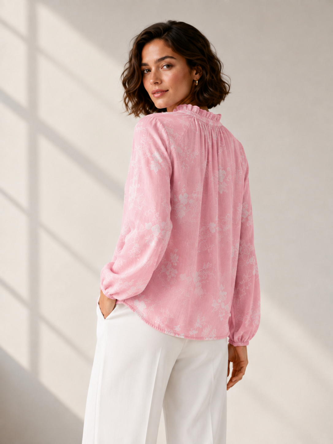 Pink Blush Floral Ruffle Blouse