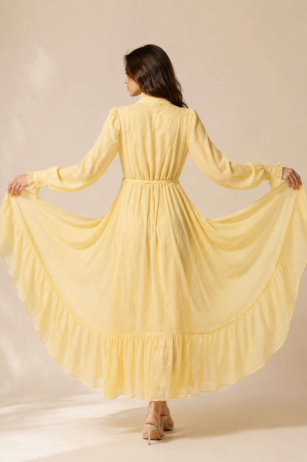 Yellow Maxi Dress with Ruffle Details