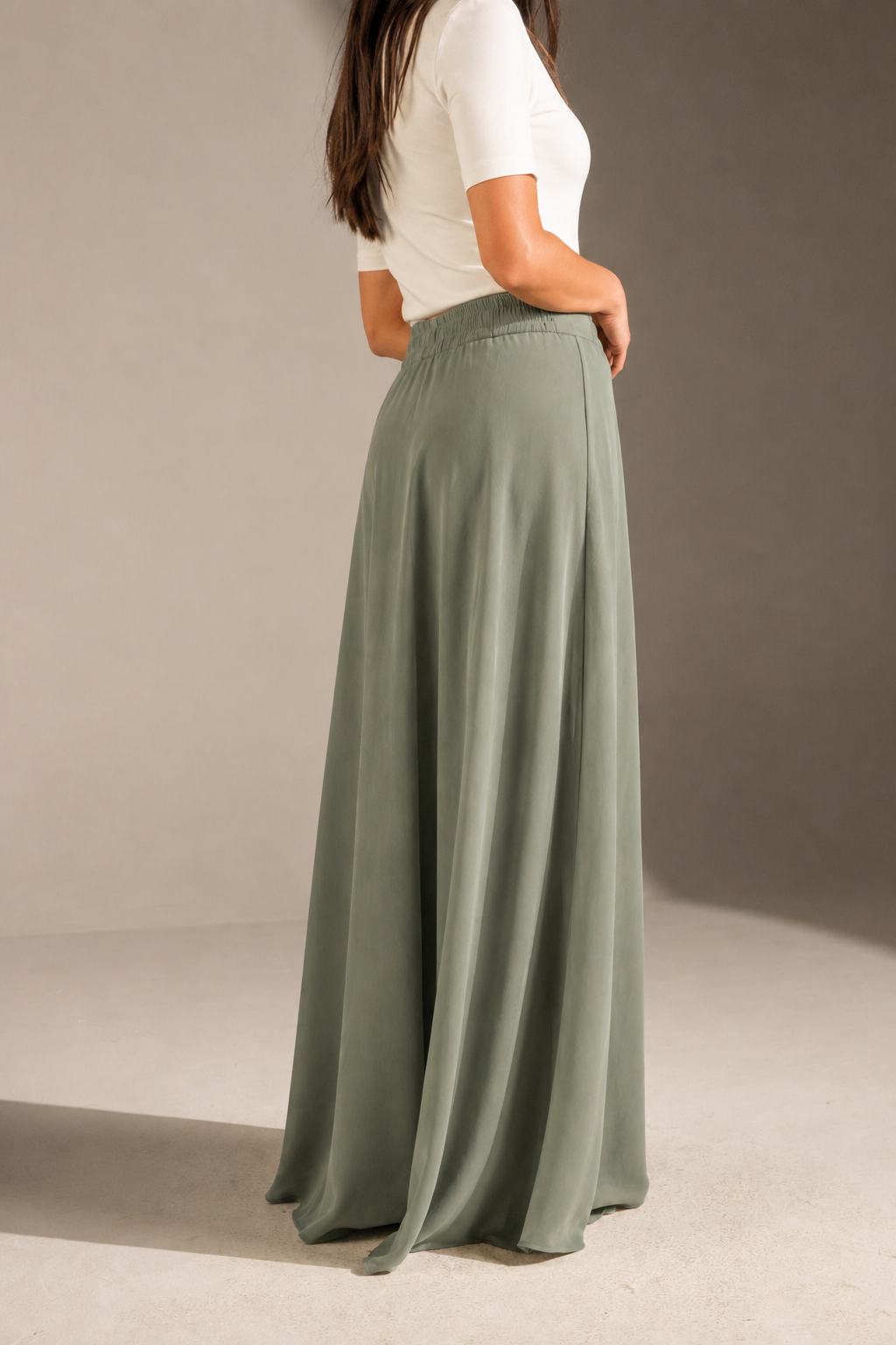 Olive Tailored Maxi Skirt