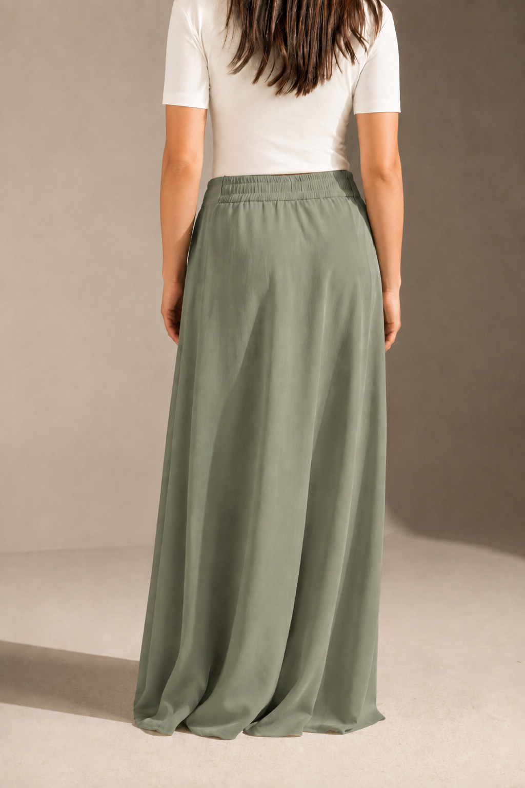 Olive Tailored Maxi Skirt