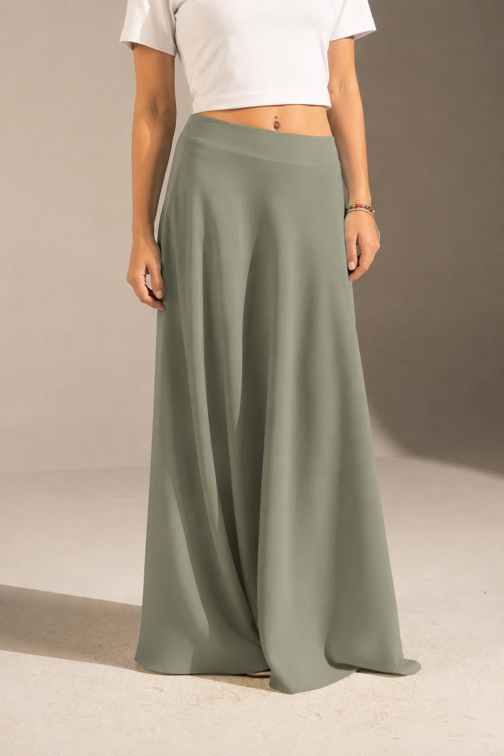 Olive Tailored Maxi Skirt