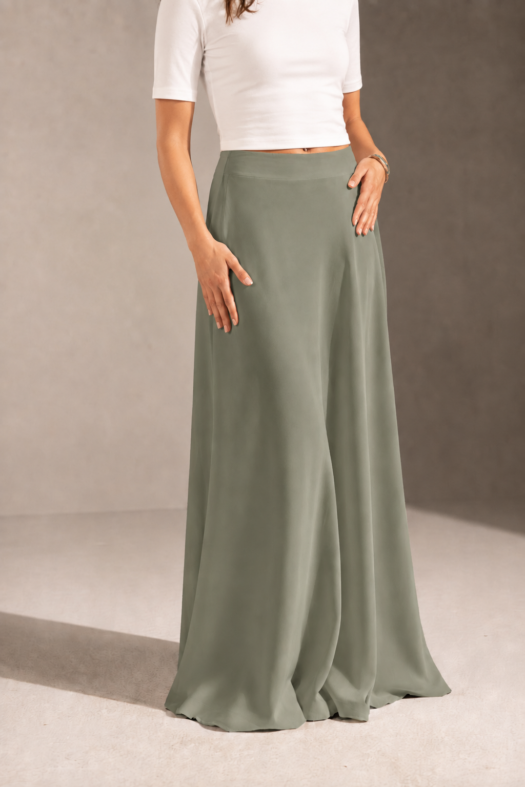 Olive Tailored Maxi Skirt
