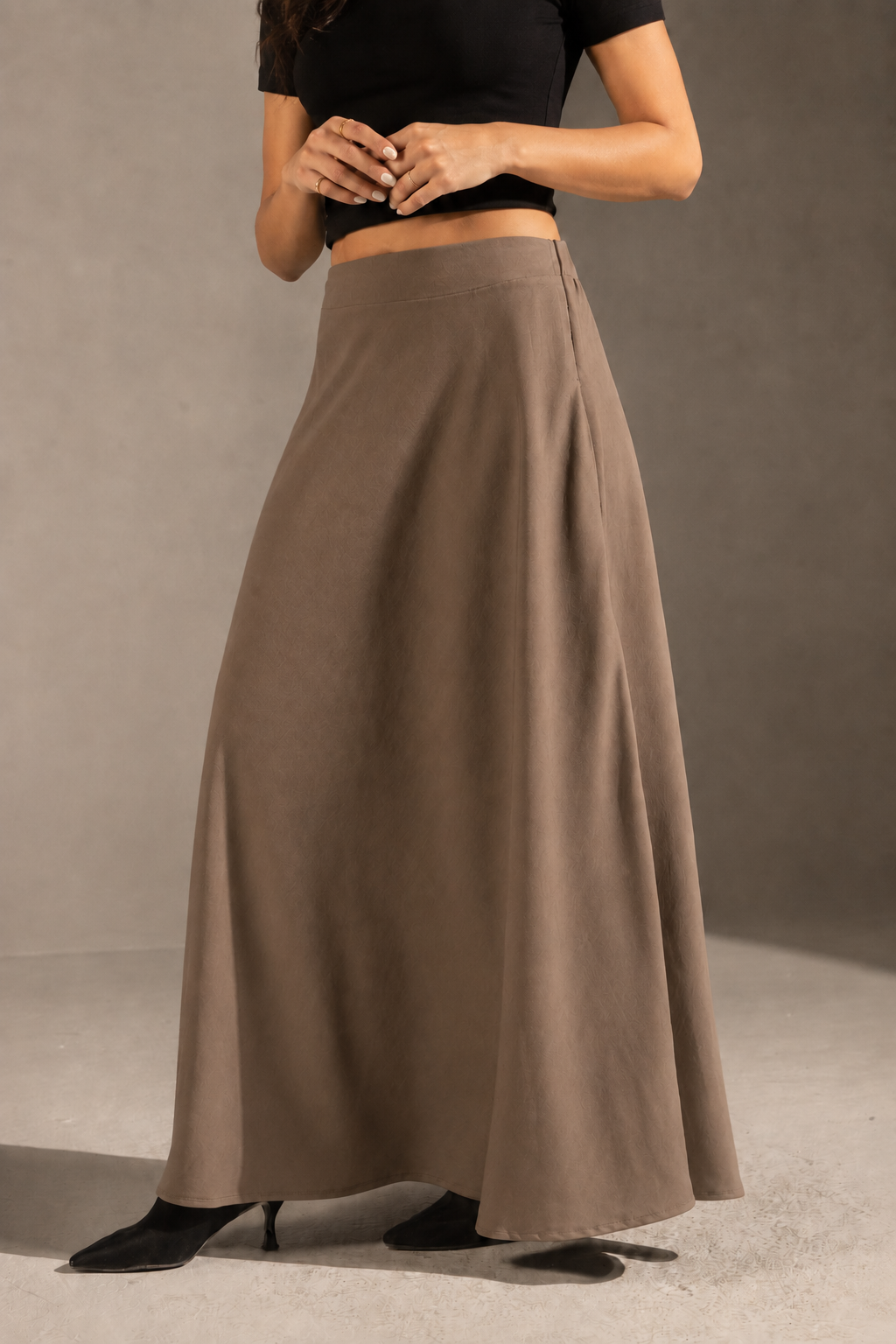 Brown Tailored Maxi Skirt