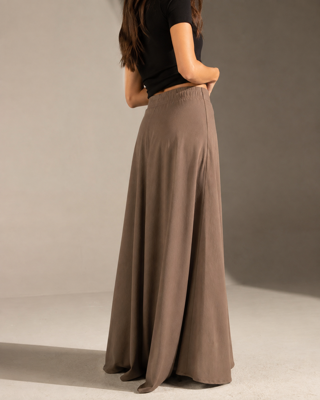 Brown Tailored Maxi Skirt