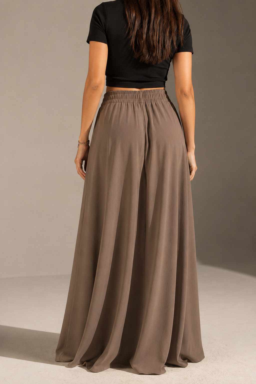 Brown Tailored Maxi Skirt
