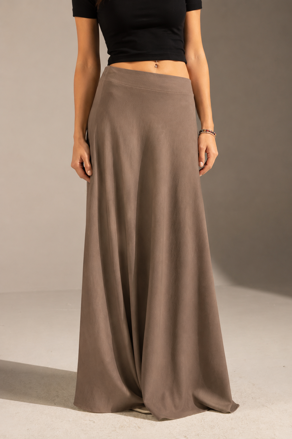 Brown Tailored Maxi Skirt