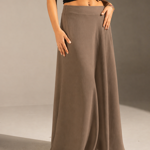 Brown Tailored Maxi Skirt