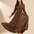 Brown Maxi Dress with Ruffle Details